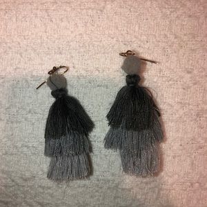 Gray tassel earrings